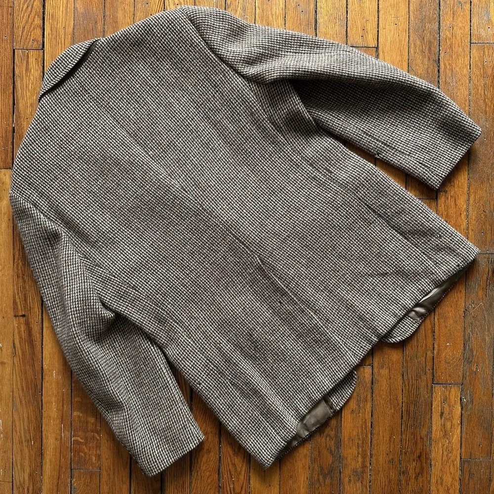 Vtg Harris Tweed Blazer Sport Coat Jacket Ivy Hunting Country Beige Brown L‎ 44